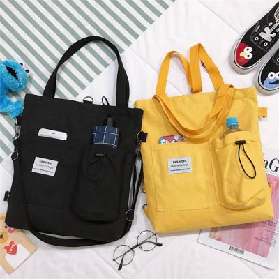 China 2020 Wholesale Custom Handled Logo Ins Women Shoulder Canvas Cotton Bag for sale