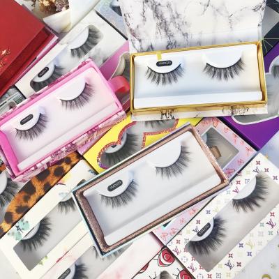 China 100% Natural Silk Mink Eyelash Curly Soft Thin 25mm Fluffy Faux Tape Long Lash In Paper Box Cross Tape for sale