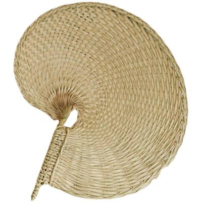 China Bamboo Hand Stocked Straw Cane Rattan Woven Palm Leaf Fans Summer Palm Leaf Raffia Fan Chinese Traditional Craft Natural Color for sale