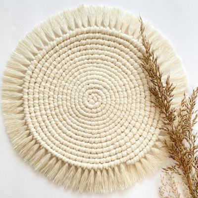 China Wholesale Cotton Stocked Place Mat Handmade Woven Boho Fringed Place Mats Padded Mats Placemats For Dining Table for sale