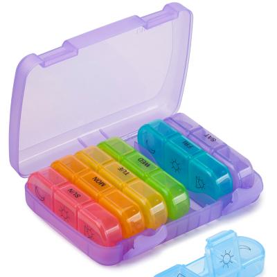 China Hot sale pp plastic promotion travel pill case 2 times a day medicine organizer for sale