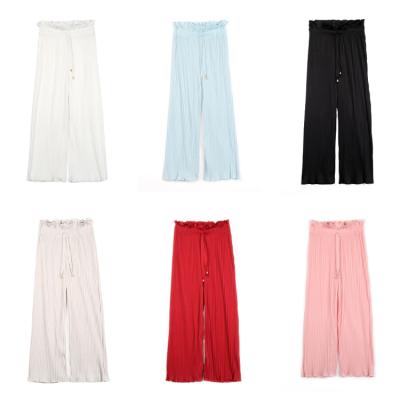 China New Arrival Solid Color Tassels Breathable Casual Pants Split Drawstring Fringe Women Wide Leg Tassel Red Pants for sale