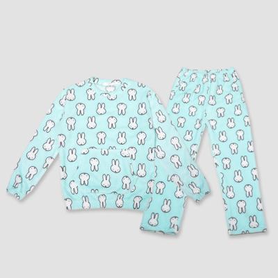 China Custom Made High Quality Printing Women's Breathable Flannel Sets Long Sleeve Pajama Sleepwear For Women Homewear Night Wear 2 Pcs Sets for sale