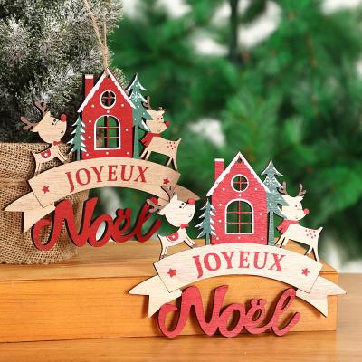 China New Year Christmas Decorations Dangling Christmas Decorations For Party Home Supplies Wooden Christmas Tree Wooden Hanging Ornament for sale