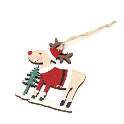 China Christmas Decoration Colorful Christmas ornaments Wooden Christmas pendant Hanging Decorations Craft for Christmas Party Supplies for sale