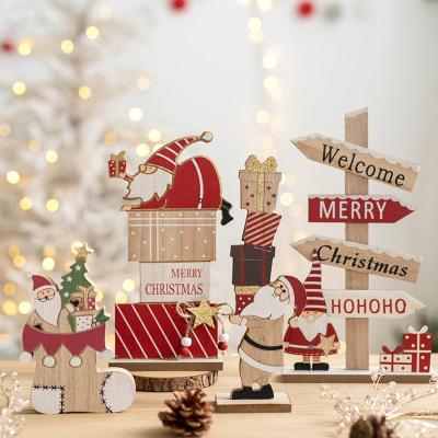 China Christmas wooden decorations Santa Claus English letter decorations Christmas decoration Christmas wooden table decorations for sale