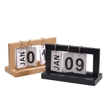 China High Quality Wooden Table Calendar Desk Flip Perpetual Calendar Creative Wooden Home Decor Calendar for sale