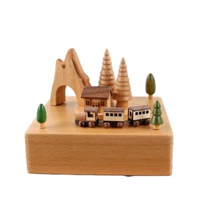 China Wooden Roller Coaster Wooden Music Box Operated Musical Hand Crank Toys On Factory Current Sale for sale