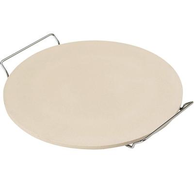 China Expertized Sustainable Cordierite Steel Pizza Dish Stone Baking And Grilling Stone With Chrome Rack For Oven And Grill for sale