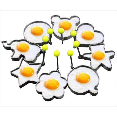 China Sustainable 8pcs Set Different Shaped Stainless Steel Fried Egg Pancake Mold Kitchen Tart Pastry Tool for sale