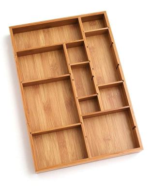 China Modern Design Biodegradable Tool Drawer Organizer Durable Eco-Friendly Adjustable Bamboo with 6 Removable Dividers for sale