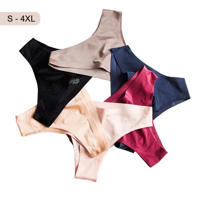 China Breathable Female Seamless Sexy Ice Silk G-string T-back Women's Underwear Women's Fitness Underwear Sports Lingerie Thongs Silk Thongs for sale