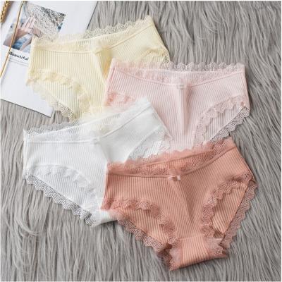 China Fashion ladies lace dalam seluar cotton viable underwear panties cotton lace up comfortable underwear women panties for sale