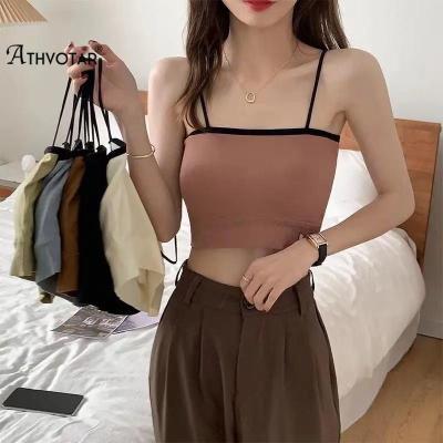 China Fashion Girl Tank Top Tube Tube Slim Viable Striped Vest Tops Camis Cami Dunne Korte Backless Patchwork Top for sale