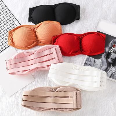 China Trunk Women Invisible Seamless Underwear Sexy Cropped Lingerie Radio Padded Bandeau Women Strapless Top Tube Top Sexy Bra for sale