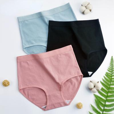 China Solid Color QUICK DRY Comfortable Briefs Plus Size M-XXXL Cotton Underwear Women High Waist Panties for sale