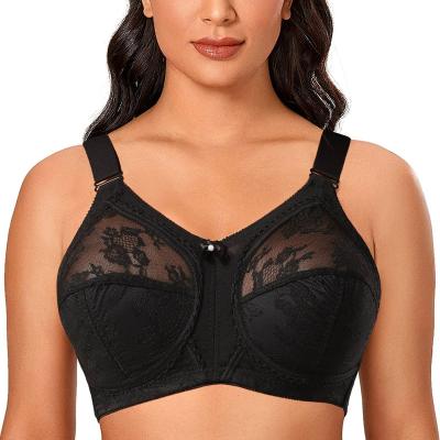 China White Fit-Straps D G H I E-F Wireless Ultra Thin Unlined Big Pump Women Full Coverage Minimizer Bras Plus Size Lace Bra for sale