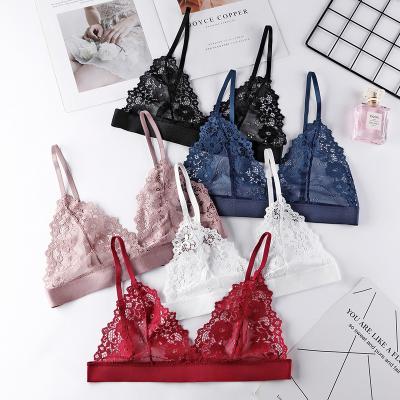 China Breathable Women Lace Up Bralette Sexy Lingerie For Ladies Sexy Bra For Woman Lace Thin Underwear Female Transparent Bras for sale