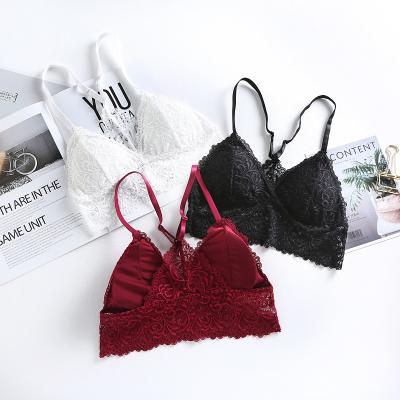 China Breathable Women Pump Padded Bralette Wire Cup Black/White/Skin Free Thin Chest Summer Wrap Sexy Lace Bras Push Up Bra for sale