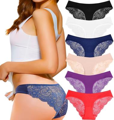 China QUICK DRY Women's Bikini Underwear Half Back Cover Lace Invisible Seamless Panties for sale