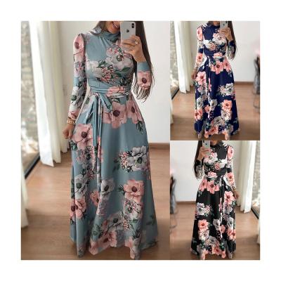 China Breathable Hot Sale Super Cheap Women's Long Sleeve Plus Size Floral Print Elegant Casual Dress for sale