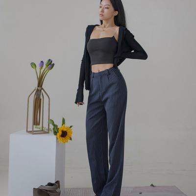 China Spring And Summer Waterproof Women Drape Striped Slim Loose Section Suit Casual Wiping Pants for sale