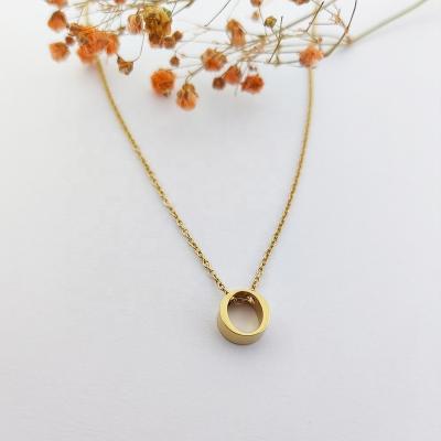 China Joyas 26 Letter Initial Necklace Stainless Steel Women Kids Jewelry 18K Gold Plated Nameplate Alphabet Initial Chain Necklace for sale