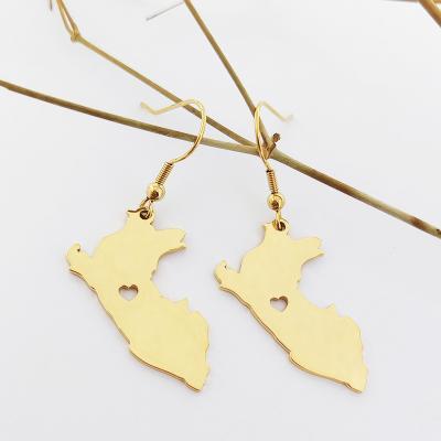 China Peru Country Map Silver Gold TRENDY Plated Earring Bling Jewelry For Women Cheap Hot Sale Single Item Tarnish Free Jewelry for sale