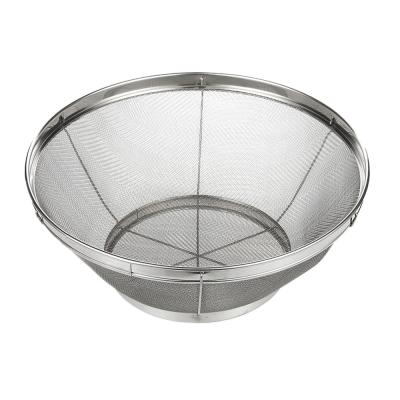 China Sustainable Stainless Steel Colander Mesh Colander Strainer Basket With Frame for sale