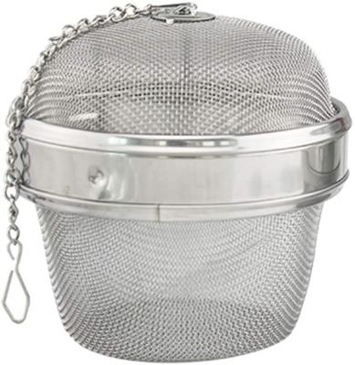 China Viable 3 Inch Stainless Steel Twist Lock Spice Ball Chained Lid Sphere Mesh Tea Strainer Herb Spice Filter for sale