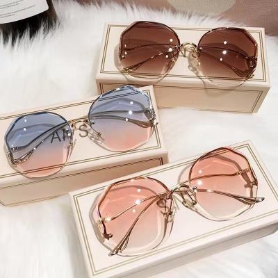 China Rimless Sunglasses Wholesale Custom Made Unisex Rimless Sunglasses Diamond Cut Rimless Gradient Sunglasses Vintage for sale