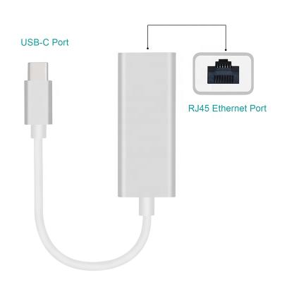 China LAPTOP Mini USB 3.1 Xput C Type USB-C To RJ45 10/100Mpbs Ethernet Lan Network Card Adapter Converter for sale