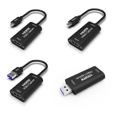 China Type C USB HDMI Capture Grabber Aluminum Alloy Xput 4K Gaming Live Streaming Micro USB 1080P 60fps for sale