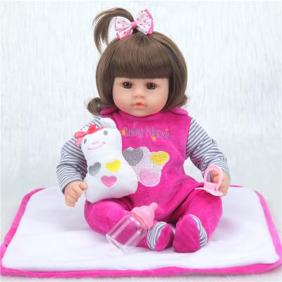 China Cheap 42 cm 16 inch doll small size reborn baby in pink clothes for little baby surprise gifts for kids for sale