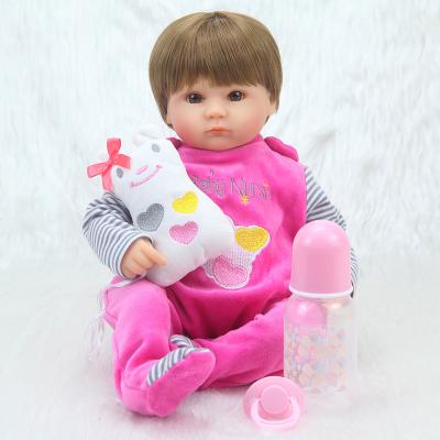 China Cheap 42 cm 17 inch doll small size reborn baby in pink clothes for little baby surprise gifts for kids for sale