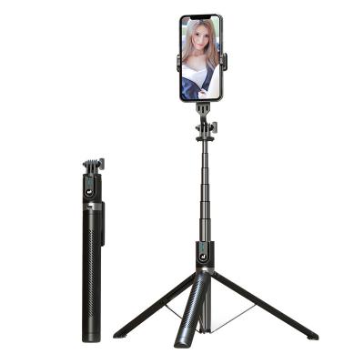 China Foldable Popular Mobile Phone Selfie Stick With Tripod Stand Wireless Remote Control Rechargeable Portable Selfie Sticks for sale