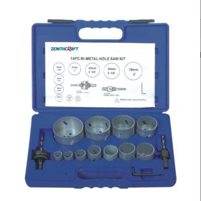 China 14PC Bi Matel Hole Saw Set Runout Less Than 0.75mm Painting Surface Finish for sale