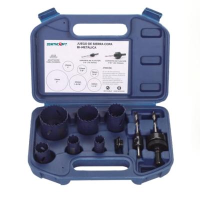 China Bi Metal 9 Piece Hole Saw Kit 64-69HRC M42 HSS Co8% Teeth Material for sale