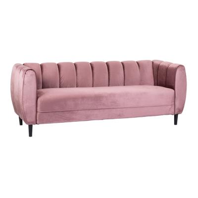 China New Design Style Velvet Modern Popular Full Fabric Sofa America Upholstered High Quality Pink Velvet 3 Seat Sofa for sale