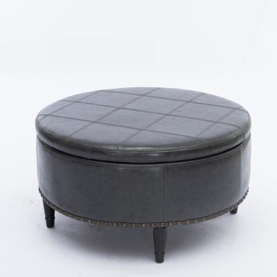 China Modern Custom Bar Seating PU Tray Wood Coffee Table Living LEATHER AROUND Storage Ottoman for sale