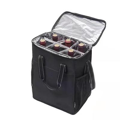 China Custom 6 Bottle Logo Wine Insulation Wine Carrier Waterproof Cooler Packing Bag Waterproof Champagne Cooler for sale