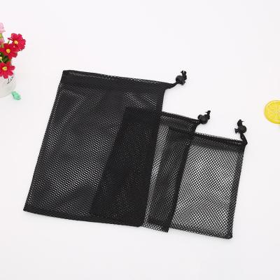 China Custom Reusable Eco Friendly Nylon Drawstring Pouch Small Grid Clear Promotion Polyester Mesh Packaging Bag for sale