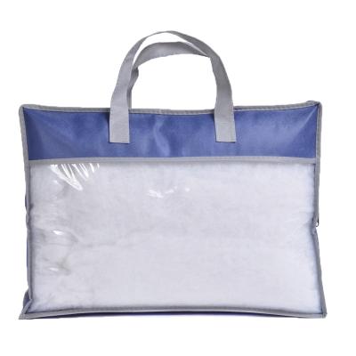 China Custom Durable Non Woven PVC Large Clear Storage Tote Quilt Blanket Pillow Packaging Dustproof Bag With Zipper for sale