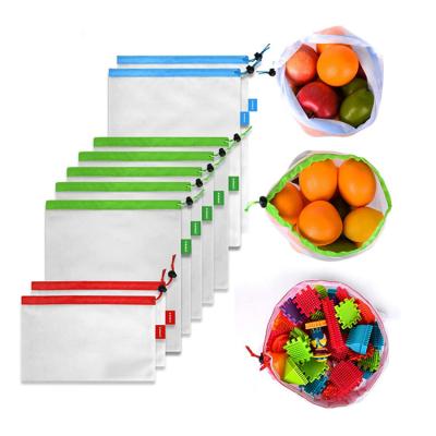 China Nylon Mesh Drawstring Grocery Mesh Drawstring Produce Bag Storage Vegetables Fruits for sale