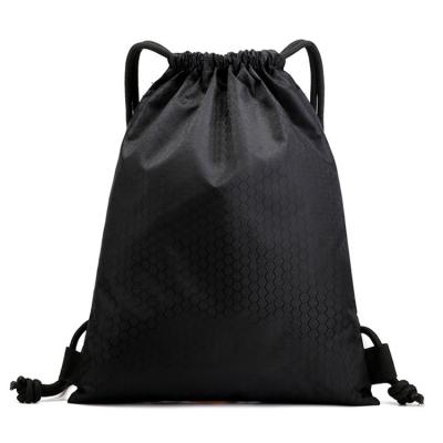 China Convenient Durable Water Resistant Polyester String Bag Sports Drawstring Backpack Gym Bag For Women Men for sale