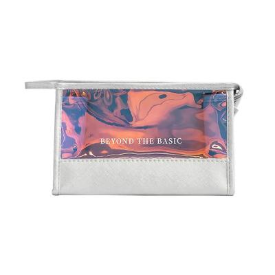 China Fashion Laser Travel Custom Cosmetic Bag Toiletry Bag Clear Logo Zipper PVC Waterproof Portable TPU Makeup Bag for sale