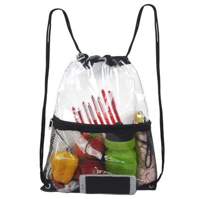 China Gift Bag Backpack EVA Zipper Bags PVC Packaging With Custom Clear Plastic Drawstring PVC Drawstring Bag for sale