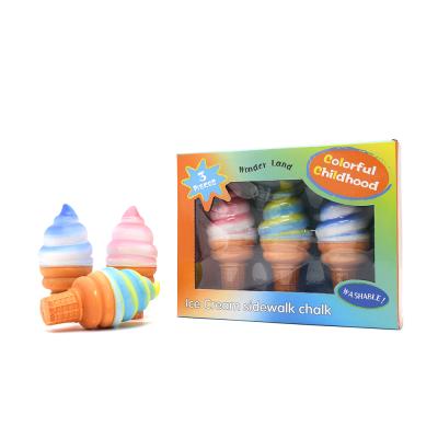 China Environmental Friendly Multi Colors Dustless Ice Cream Shape Outdoor Chalk Toys for sale