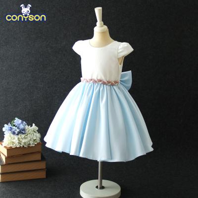 China Conyson Anti-Static Anti-Static Anti-static Summer Bow Ball Gowns High Quality Beading Backless Kids Dresses For 3-12 Years for sale