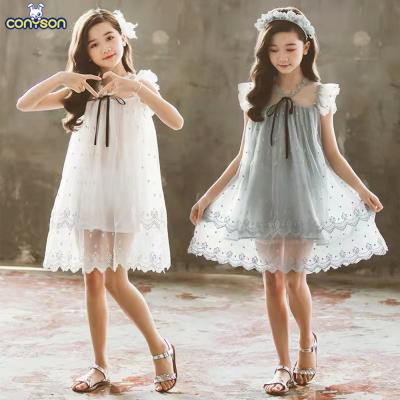 China Conyson Anti-static Korean Anti-Static Ruffle Shorts Sheath Princess Colorful Lace Tulle Baby Candy Skirt Children Summer Girls Dress 3-12 Years for sale